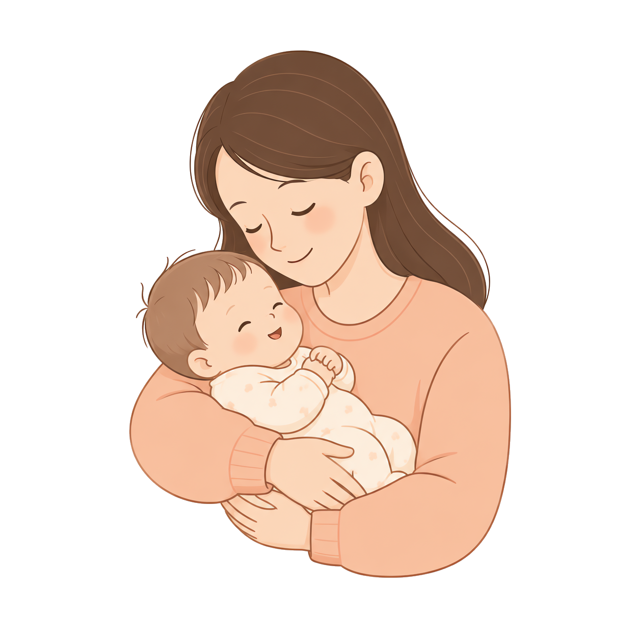A caregiver cuddling a smiling baby at Bright Moon