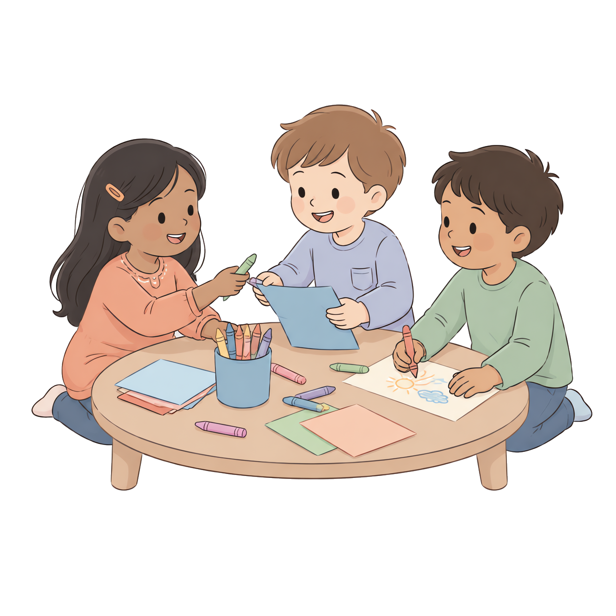 Preschoolers at an arts-and-crafts table activity